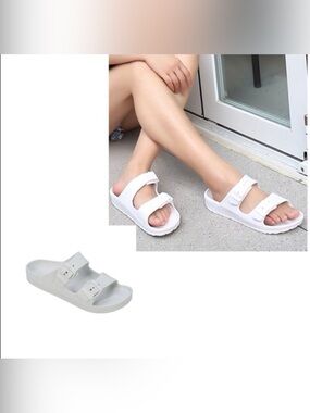 𝅺White Summer Double Strap Sandals